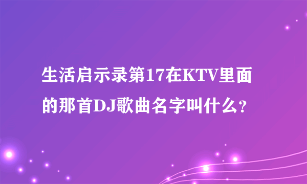 生活启示录第17在KTV里面的那首DJ歌曲名字叫什么？