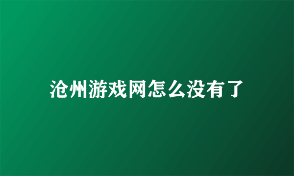 沧州游戏网怎么没有了