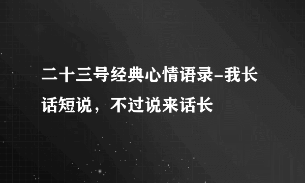 二十三号经典心情语录-我长话短说，不过说来话长