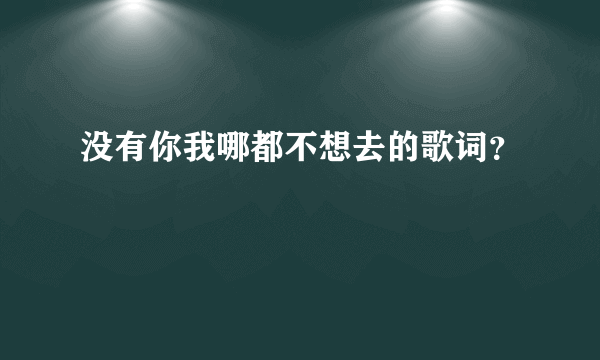 没有你我哪都不想去的歌词？