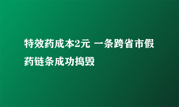 特效药成本2元 一条跨省市假药链条成功捣毁