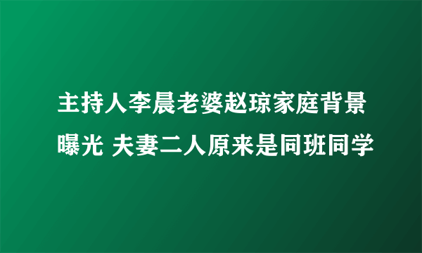 主持人李晨老婆赵琼家庭背景曝光 夫妻二人原来是同班同学