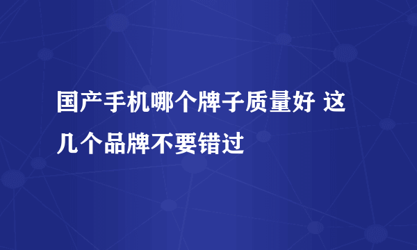 国产手机哪个牌子质量好 这几个品牌不要错过