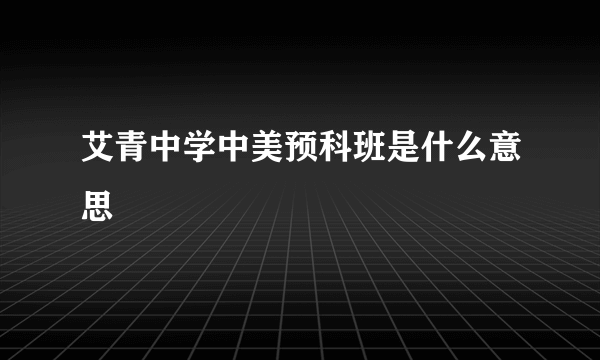 艾青中学中美预科班是什么意思