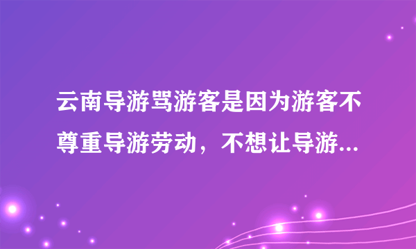 云南导游骂游客是因为游客不尊重导游劳动，不想让导游得到合理的劳动报酬，想占导游的便宜，不配合适当购