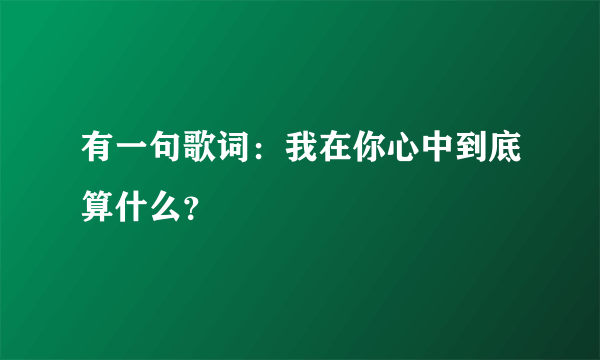 有一句歌词：我在你心中到底算什么？