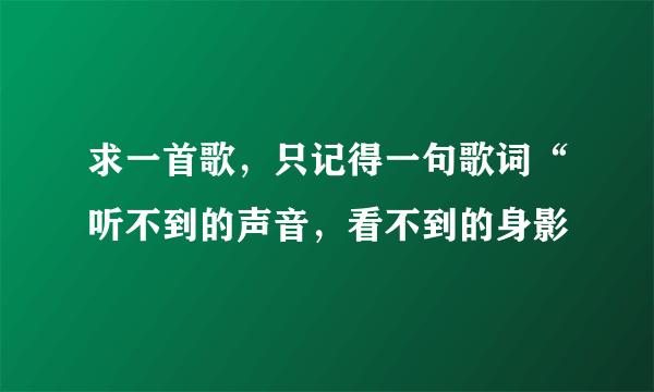 求一首歌，只记得一句歌词“听不到的声音，看不到的身影