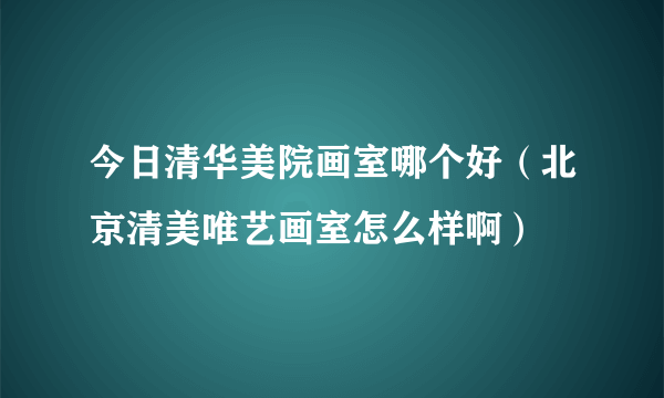 今日清华美院画室哪个好（北京清美唯艺画室怎么样啊）