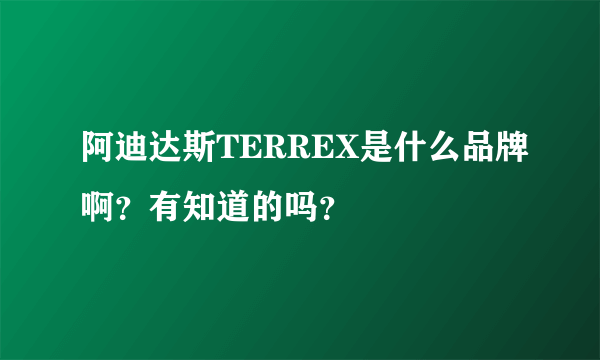 阿迪达斯TERREX是什么品牌啊？有知道的吗？