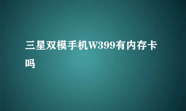 三星双模手机W399有内存卡吗