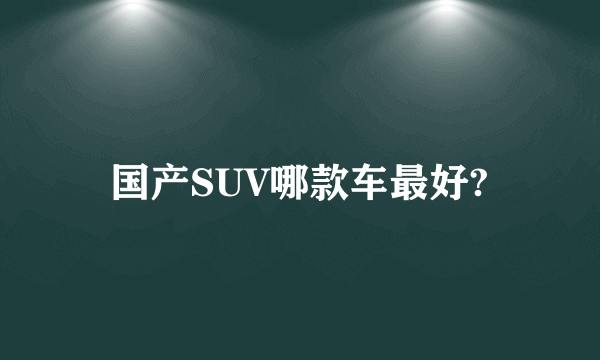 国产SUV哪款车最好?