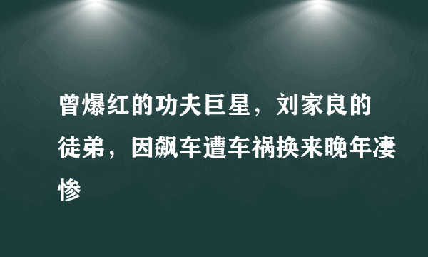 曾爆红的功夫巨星，刘家良的徒弟，因飙车遭车祸换来晚年凄惨