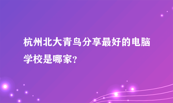 杭州北大青鸟分享最好的电脑学校是哪家？