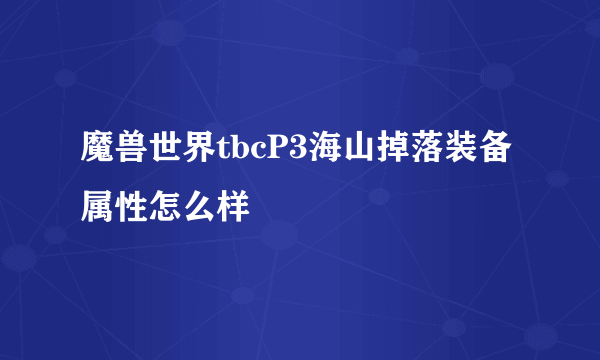 魔兽世界tbcP3海山掉落装备属性怎么样