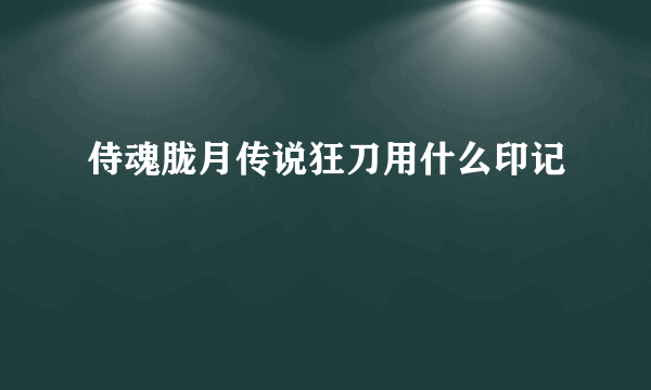 侍魂胧月传说狂刀用什么印记