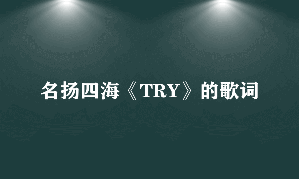 名扬四海《TRY》的歌词