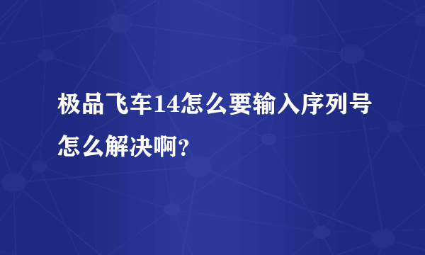 极品飞车14怎么要输入序列号怎么解决啊？