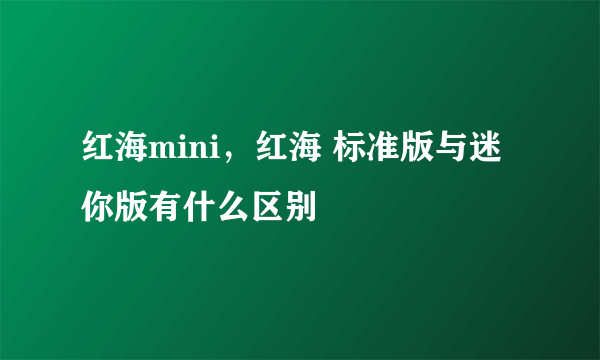 红海mini，红海 标准版与迷你版有什么区别