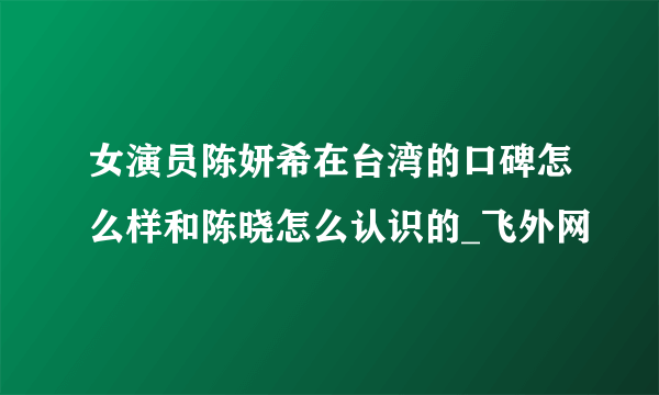 女演员陈妍希在台湾的口碑怎么样和陈晓怎么认识的_飞外网