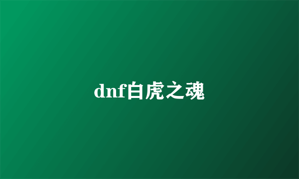 dnf白虎之魂