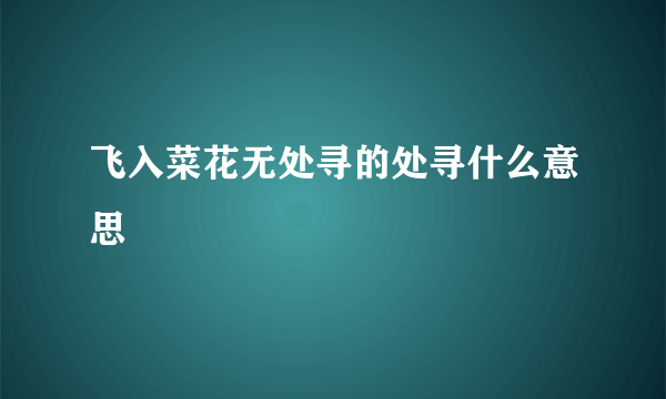 飞入菜花无处寻的处寻什么意思