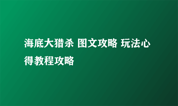 海底大猎杀 图文攻略 玩法心得教程攻略