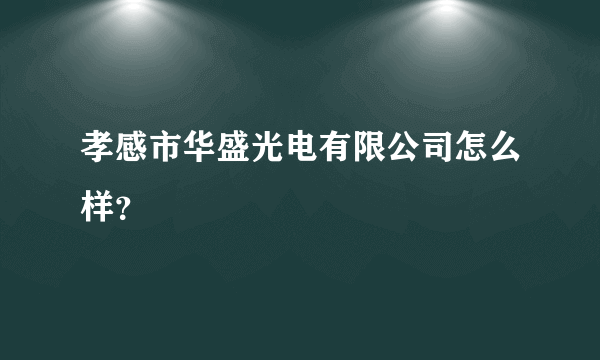 孝感市华盛光电有限公司怎么样？