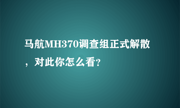 马航MH370调查组正式解散，对此你怎么看？