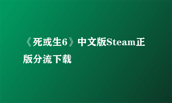 《死或生6》中文版Steam正版分流下载