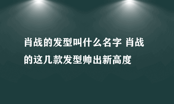 肖战的发型叫什么名字 肖战的这几款发型帅出新高度