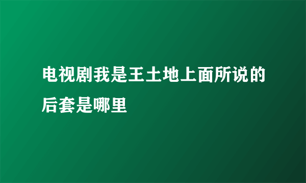 电视剧我是王土地上面所说的后套是哪里