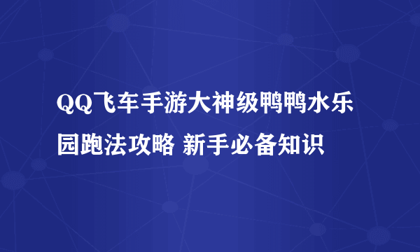 QQ飞车手游大神级鸭鸭水乐园跑法攻略 新手必备知识