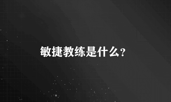 敏捷教练是什么？