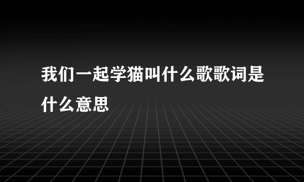 我们一起学猫叫什么歌歌词是什么意思