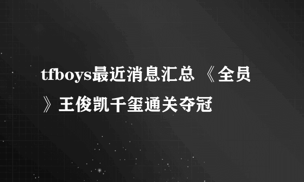 tfboys最近消息汇总 《全员》王俊凯千玺通关夺冠