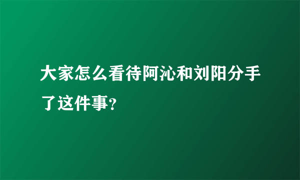 大家怎么看待阿沁和刘阳分手了这件事？