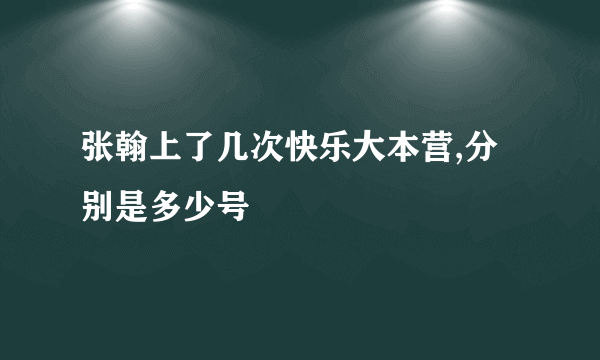 张翰上了几次快乐大本营,分别是多少号