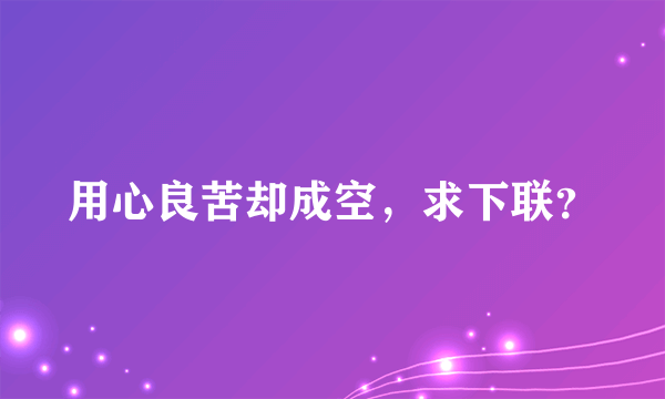 用心良苦却成空，求下联？