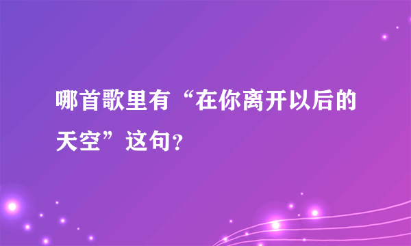 哪首歌里有“在你离开以后的天空”这句？