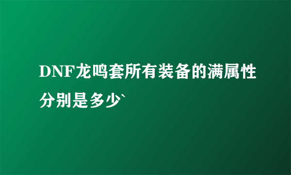 DNF龙鸣套所有装备的满属性分别是多少`