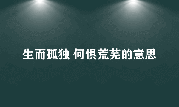 生而孤独 何惧荒芜的意思