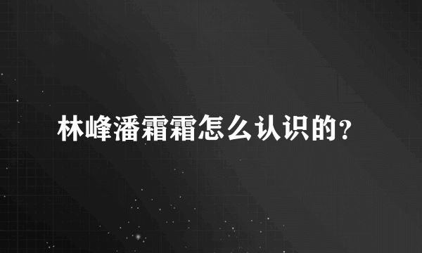 林峰潘霜霜怎么认识的？