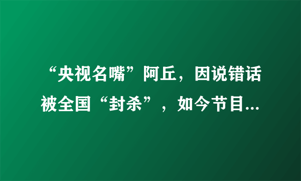 “央视名嘴”阿丘，因说错话被全国“封杀”，如今节目全部下架