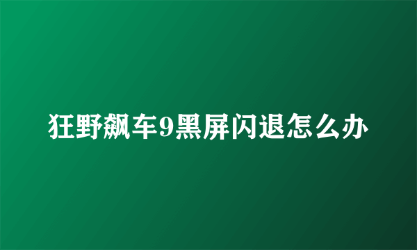 狂野飙车9黑屏闪退怎么办