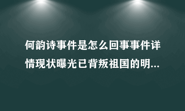 何韵诗事件是怎么回事事件详情现状曝光已背叛祖国的明星名单-飞外网