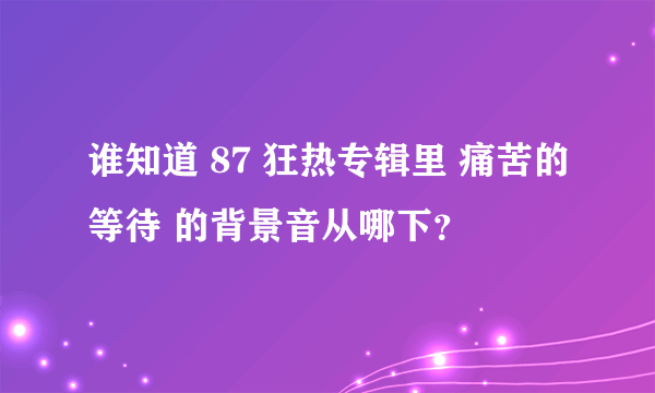 谁知道 87 狂热专辑里 痛苦的等待 的背景音从哪下？