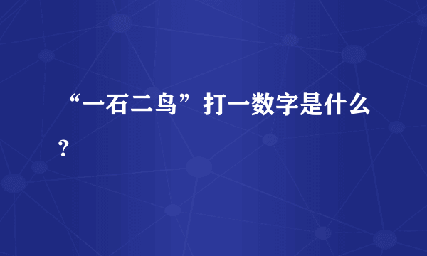 “一石二鸟”打一数字是什么？