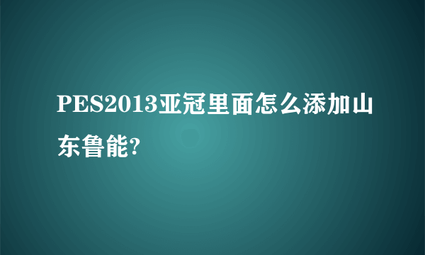 PES2013亚冠里面怎么添加山东鲁能?