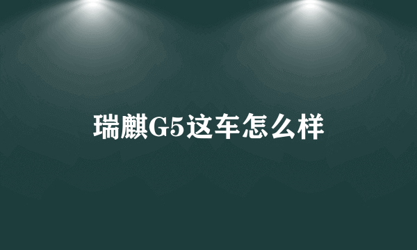 瑞麒G5这车怎么样