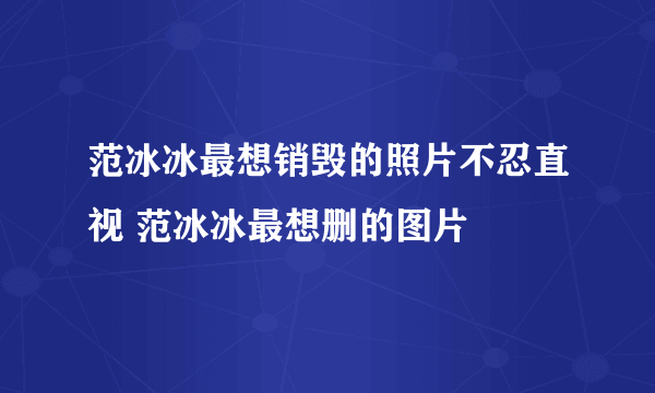 范冰冰最想销毁的照片不忍直视 范冰冰最想删的图片